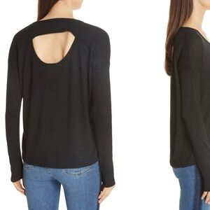 Rag & Bone Women's Black Long-Sleeve Cutout Back Top Florence Size Small